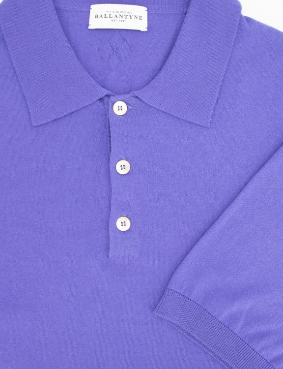 Shop Ballantyne Knitted Polo Shirt In Purple