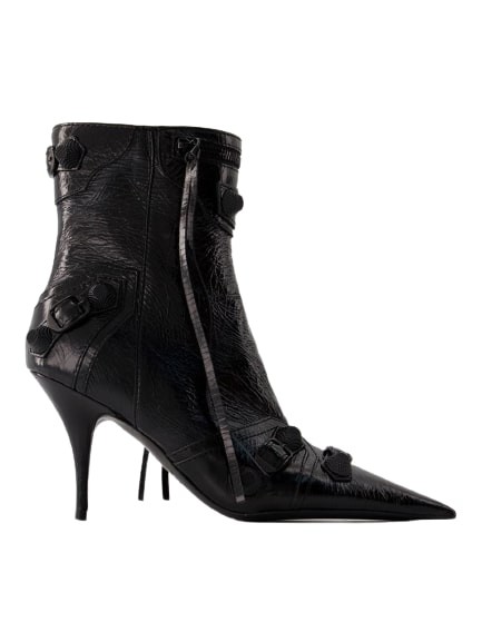 Shop Balenciaga Cagole Bootie H90 - Leather - Black