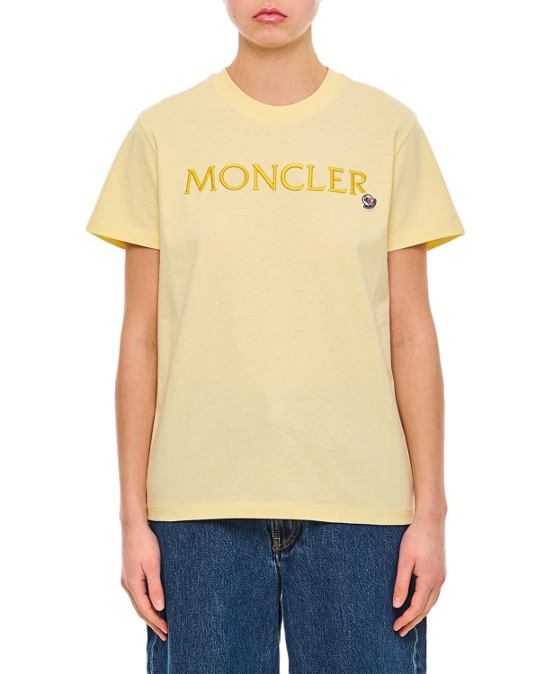 Shop Moncler Regular T-shirt W/printed Front Logo In Neutrals