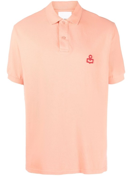 Marant Polo Shirt Embroidered Logo Corai In Pink