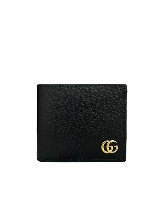 Gucci Marmont Bi-fold Wallet Gold In Black
