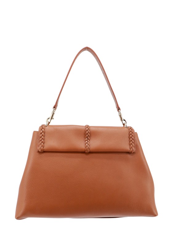 Shop Chloé Leather Shoulder Bag With Engraved Logo In Brown