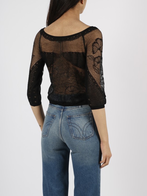 Shop Alberta Ferretti Viscose Net Knit Top In Black