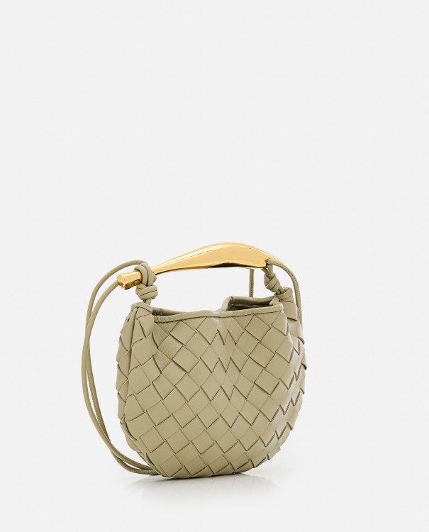 Shop Bottega Veneta Mini Sardine Leather Handbag In Neutrals