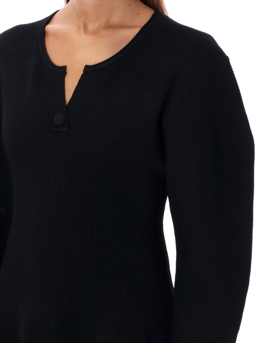 By Malene Birger Francesa Ribbed Puff-sleeve Mini Dress In Black