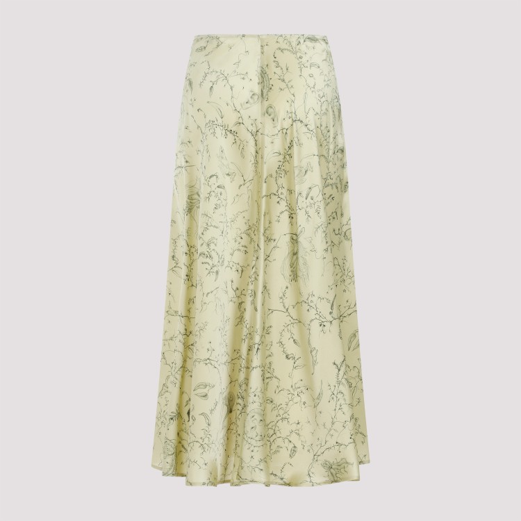 Shop Fabiana Filippi Green Silk Midi Skirt In Neutrals