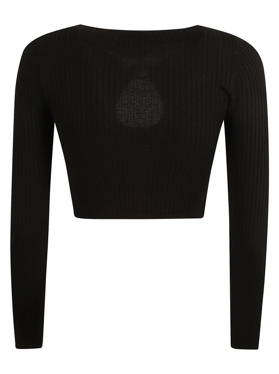 Shop Pinko Cut-out Ribbed-knit Cropped Cardigan In Black
