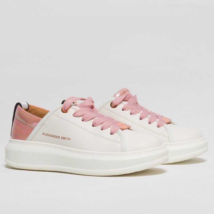 Shop Alexander Smith White And Pink Low Top Sneakers
