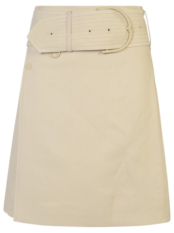 Shop Burberry 'midi' Beige Miniskirt In Neutrals