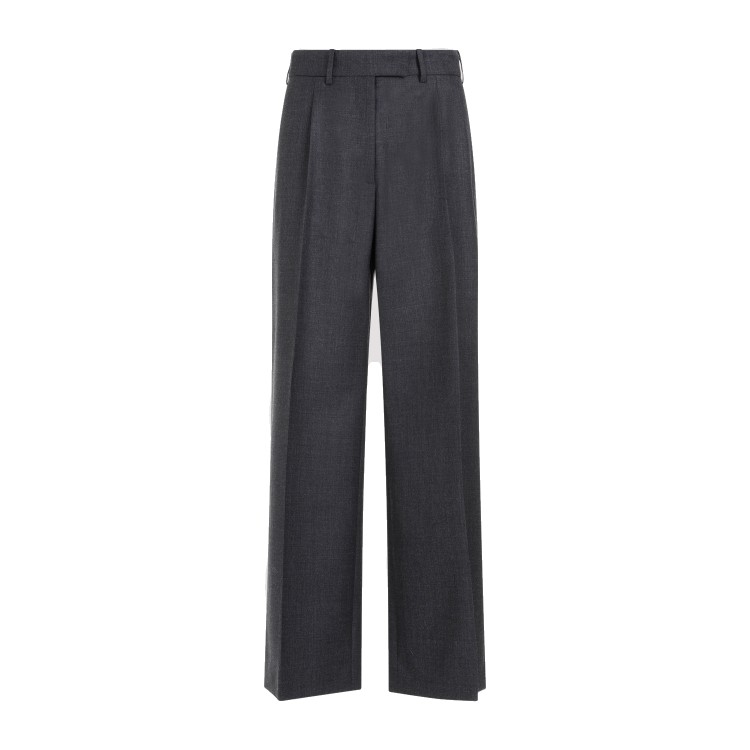 The Row Roan Charcoal Melange Wool Pants In Black