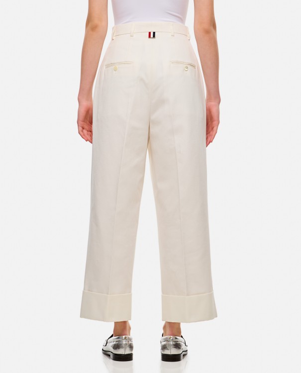 Shop Thom Browne High Waisted Straight Leg Trouser In White