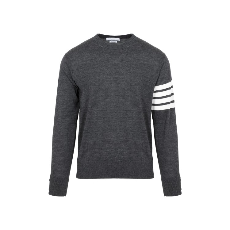 Shop Thom Browne Dark Gray Wool 4-bar Pullover In Grey