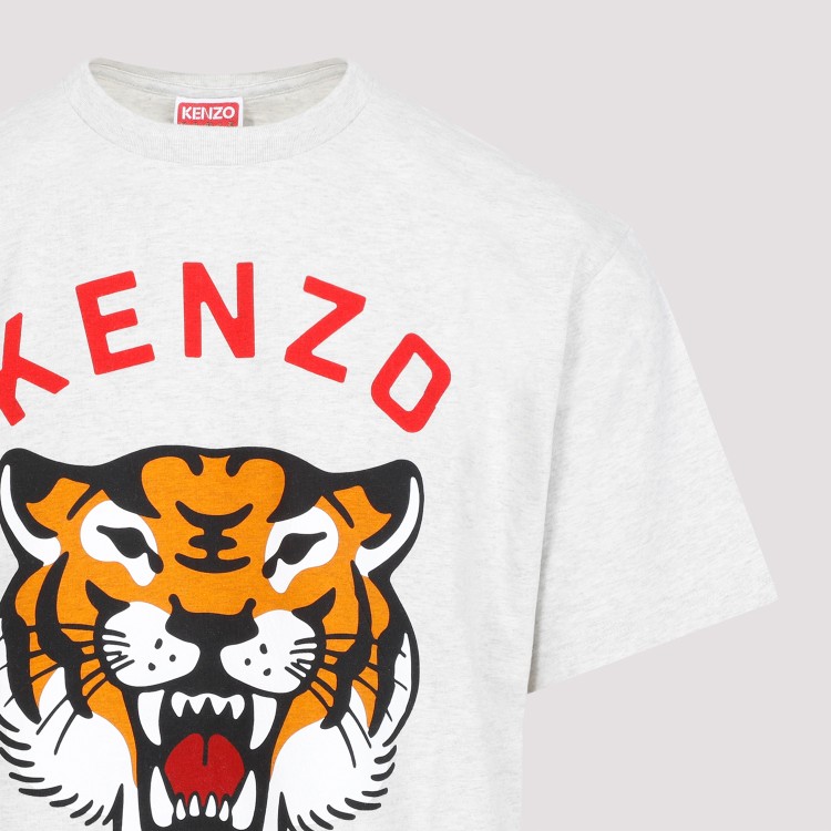 Shop Kenzo Light Grey Eggshell Cotton Lucky Tiger T-shirt