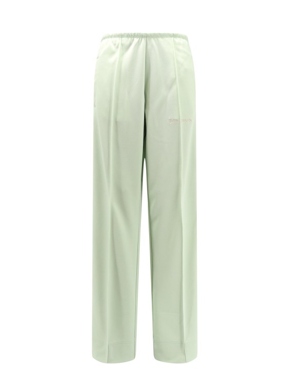 Shop Palm Angels Trousers With Classic Logo Embroidery In Green