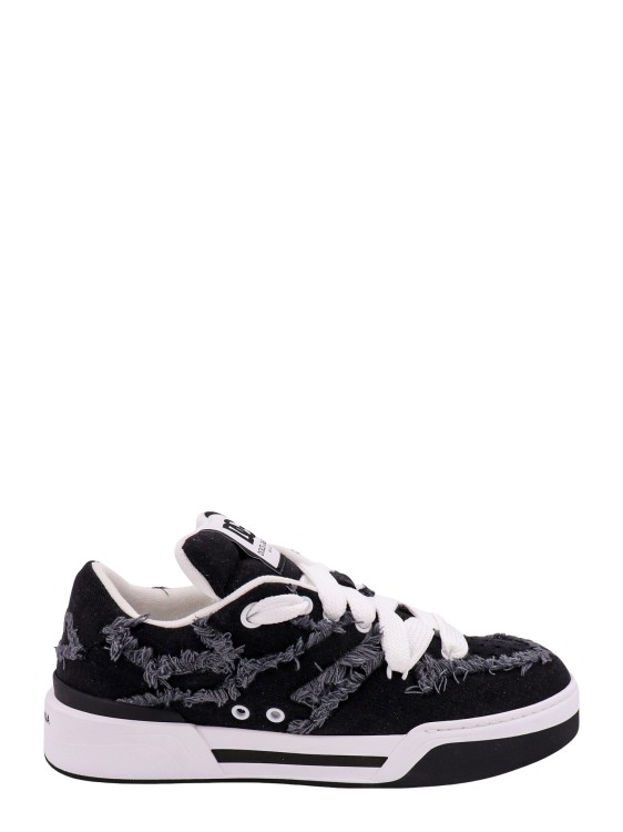 Shop Dolce & Gabbana Denim Sneakers With Ripped Effect In Black