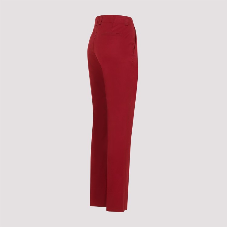 Saint Laurent Cotton-twill Straight-leg Pants In Red