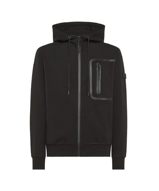 Shop Peuterey Central Zip Hooded Sweatshirt In Black