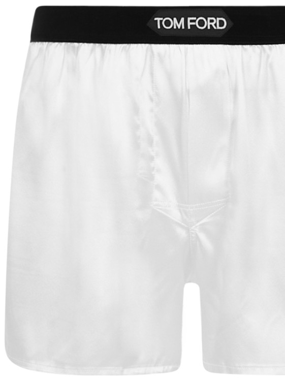 Shop Tom Ford Icon Boxer Shorts In White Shiny Silk