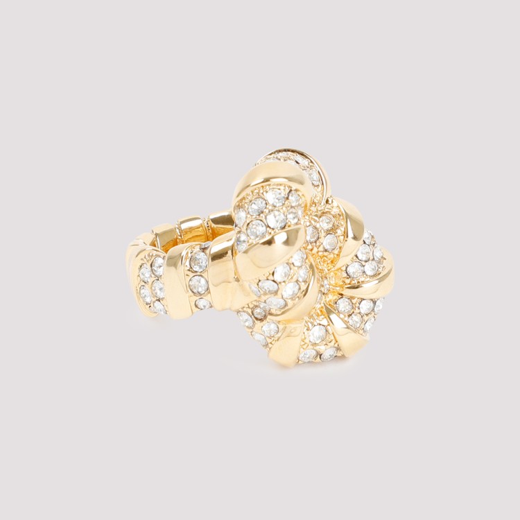 Shop Lanvin Golden Brass Rhinestone Melodie Ring In Not Applicable