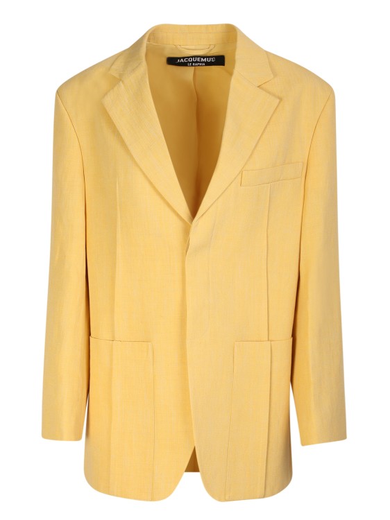 Shop Jacquemus Yellow Single-breasted Blazer
