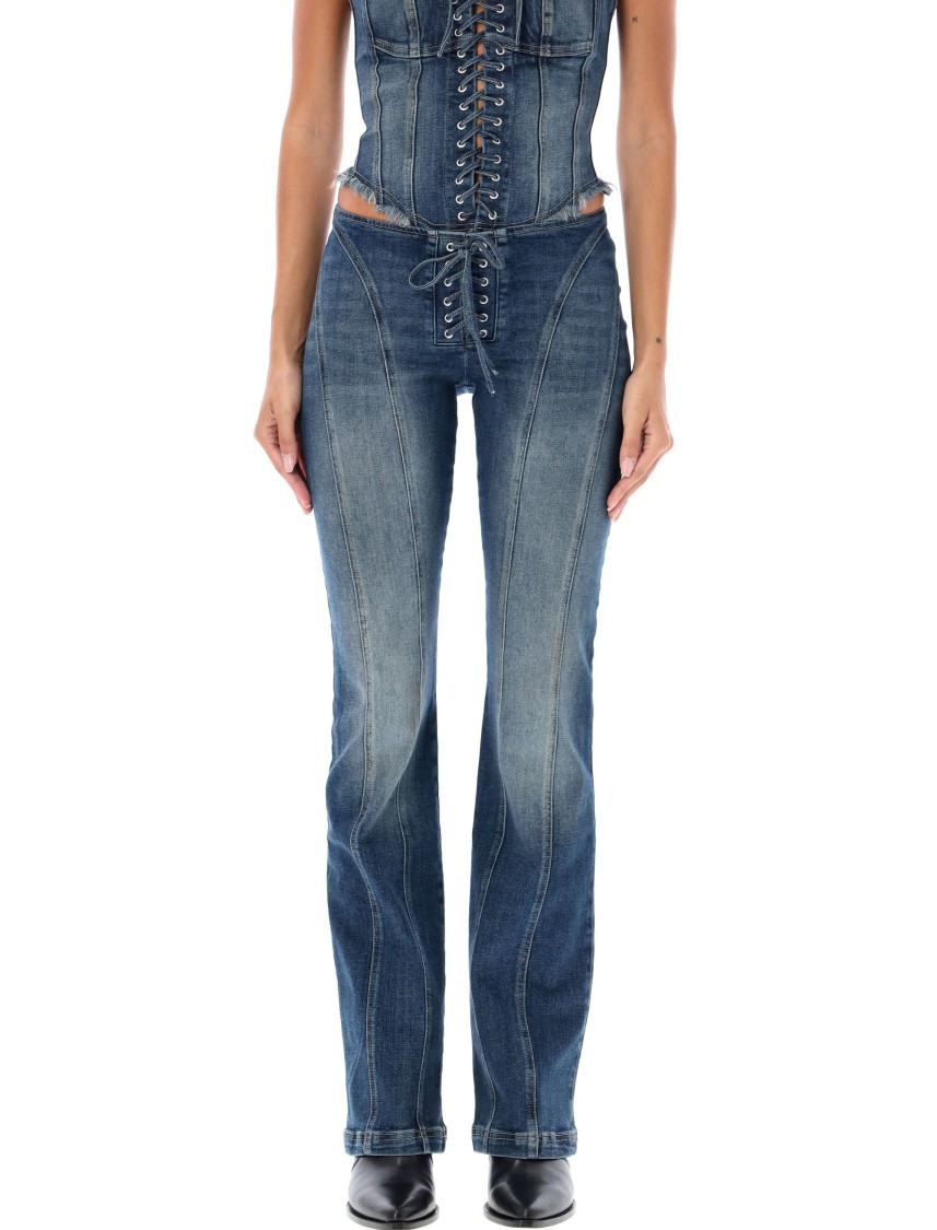Misbhv Lara Laced Flare Leg Jeans In Blue