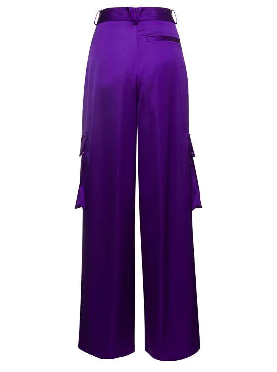 Shop Versace Purple Cargo Pants Satn Effect With Cargo Pockets In Viscose In Black
