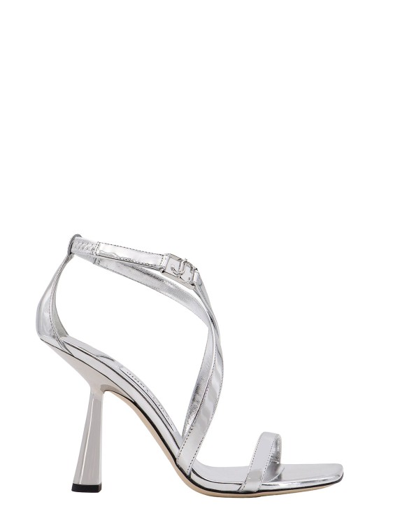 Shop Jimmy Choo Metallized Leather Sandals In White