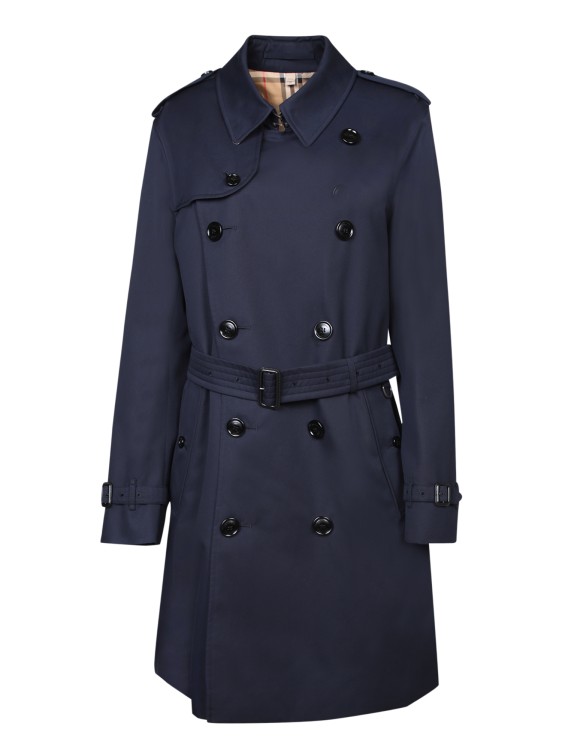 Burberry Double-breasted Trench In Blue