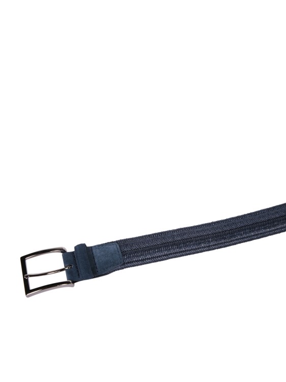 Shop Orciani Blue Woven Fabric Belt With Metal Buckle