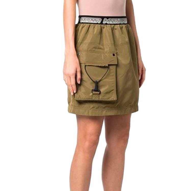 Shop Stella Mccartney Khaki Logo Skirt In Green