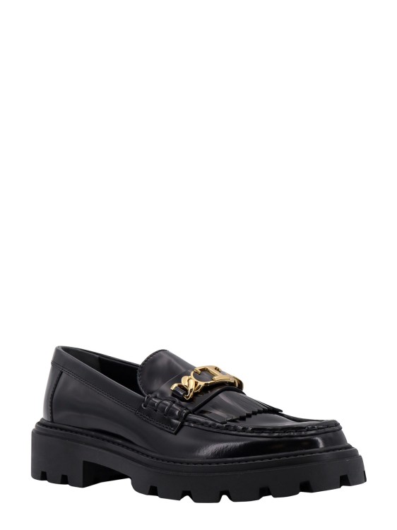 Shop Tod's Leather Loafer With Frontal Fringes In Black