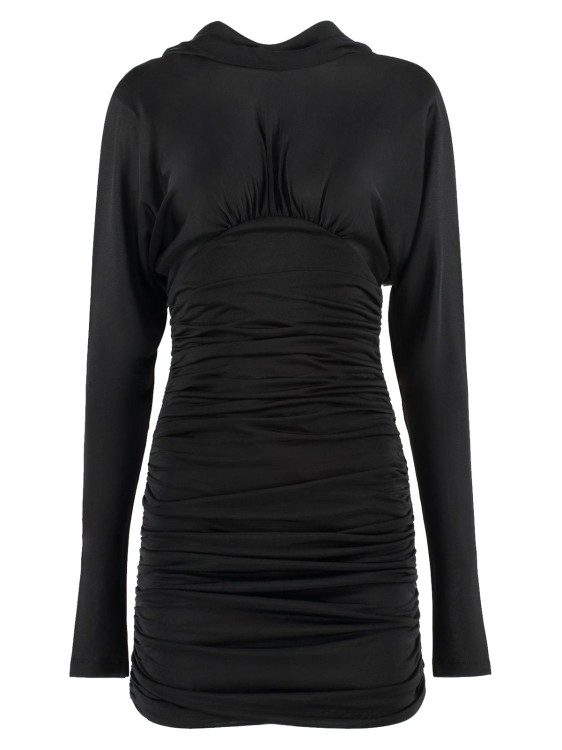 Shop Saint Laurent Cowl Back Mini Dress In Black