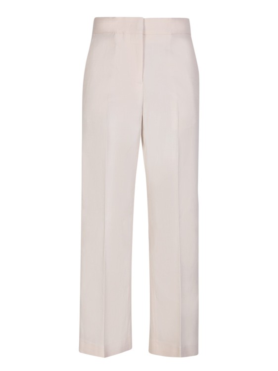 Msgm Cropped Ivory Trousers In White