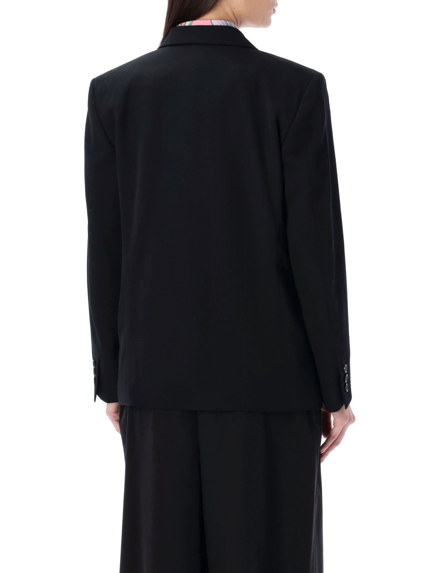 Shop Comme Des Garçons Single-breast Blazer With Floral Raffles In Black