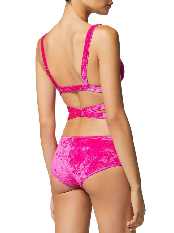 Shop Versace Medusa Plaque Triangle Bikini Top In Pink