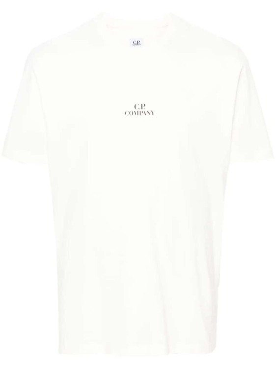 Shop C.p. Company Logo-print Jersey Texture Cotton T-shirt In White