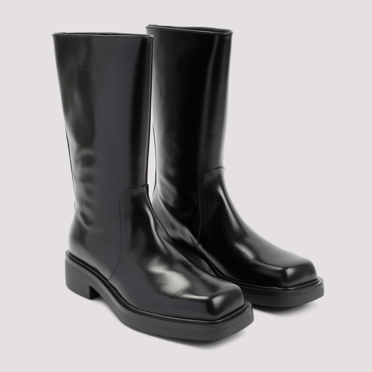 Shop Prada Black Leather Boots