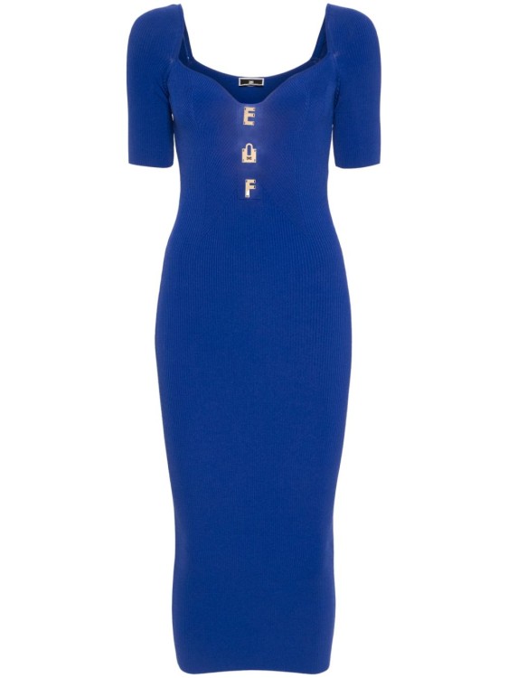 Elisabetta Franchi Dart Detail Midi Dress In Blue