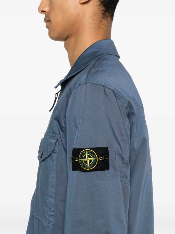 Shop Stone Island Compass-badge Shirt Jacket In Blue