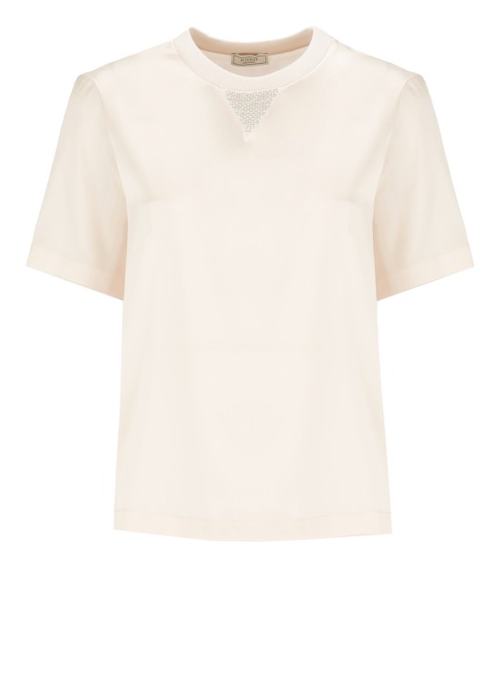 Shop Peserico Ivory Silk And Cotton Tshirt In Neutrals