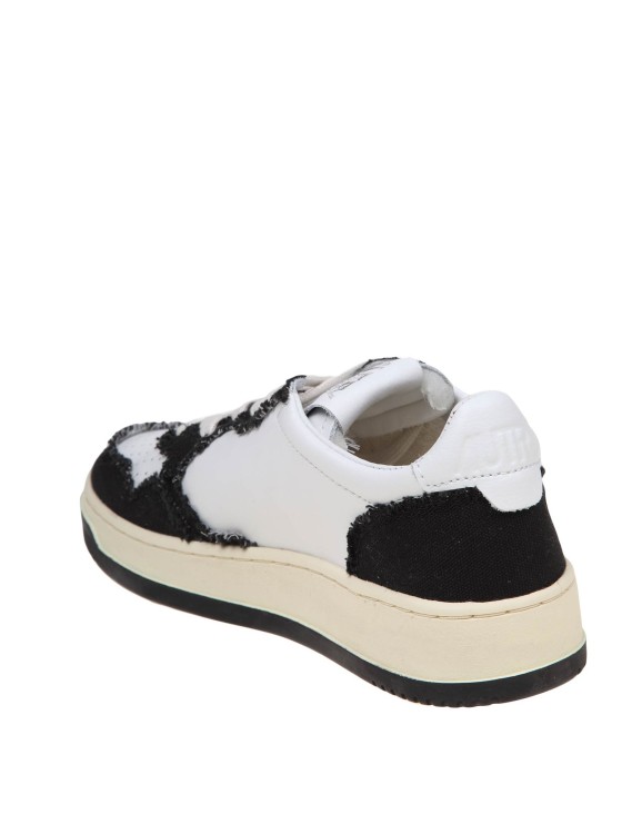 Shop Autry Sneakers In Black And White Leather And Canvas In Grey