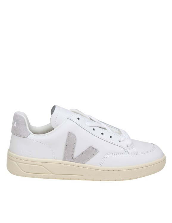 Shop Veja V 12 Sneakers In White/grey Leather