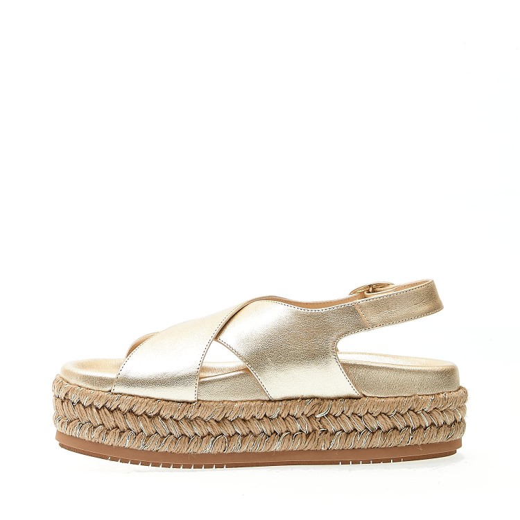Shop Paloma Barceló Gold Cord Wedge Sandal In Neutrals