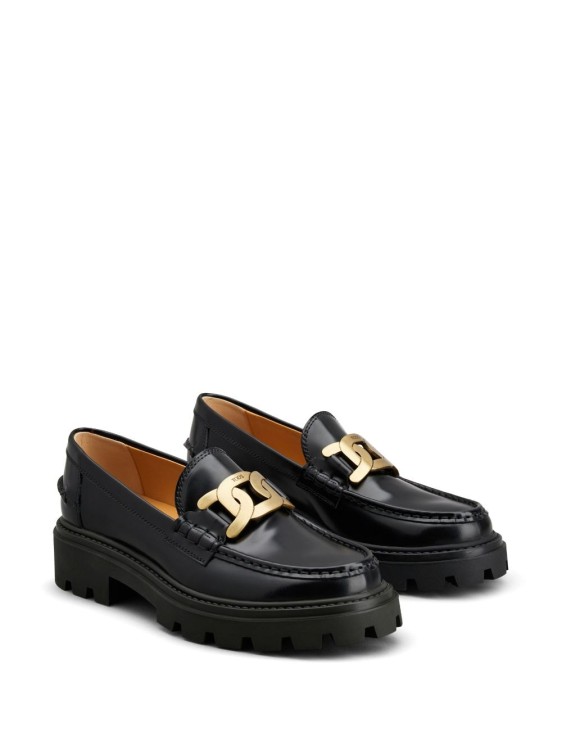 Shop Tod's Gomma Pesante Leather Loafers In Black