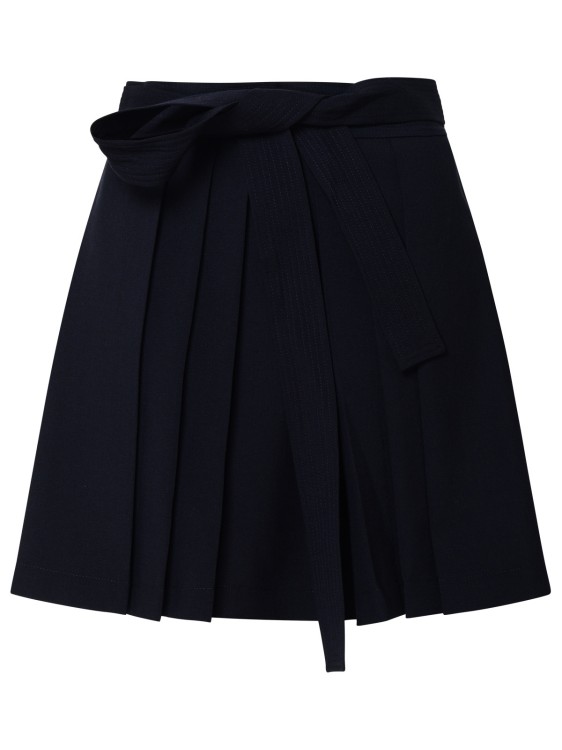 Shop Kenzo Navy Virgin Wool Miniskirt In Black