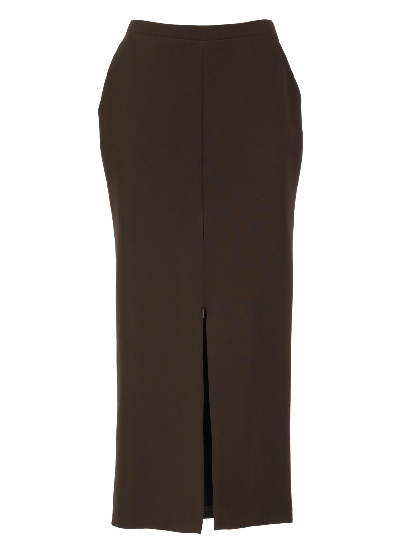 Pinko Longuette Skirt High-waisted Front Split In Brown
