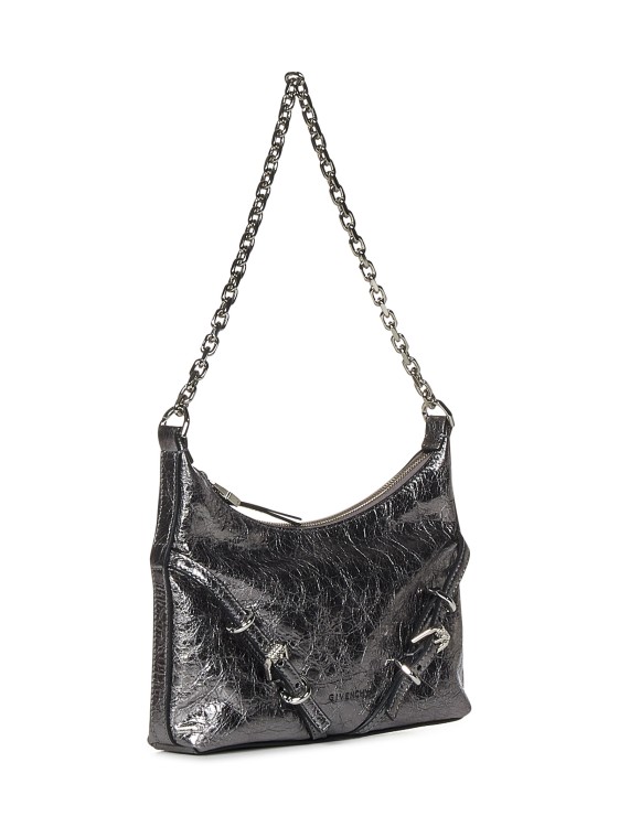 Shop Givenchy Laminated Leather Shoulder Bag In Silver