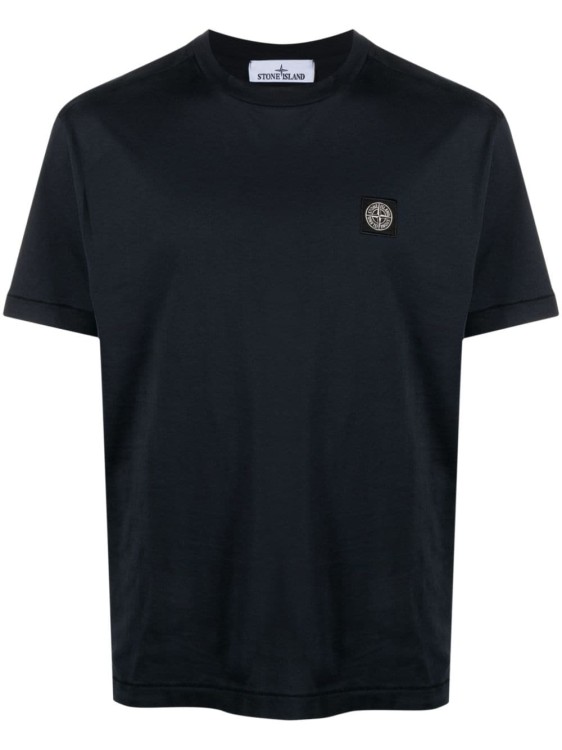 Shop Stone Island Navy Blue Cotton Soft Jersey T-shirts In Black