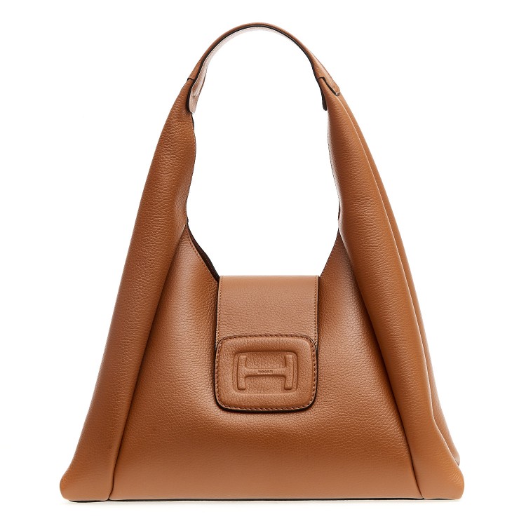 Shop Hogan H Bag Hobo Medium Leather Bag In Brown