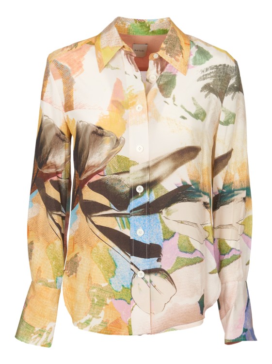 Shop Paul Smith Shirt With Multicolor Print In White